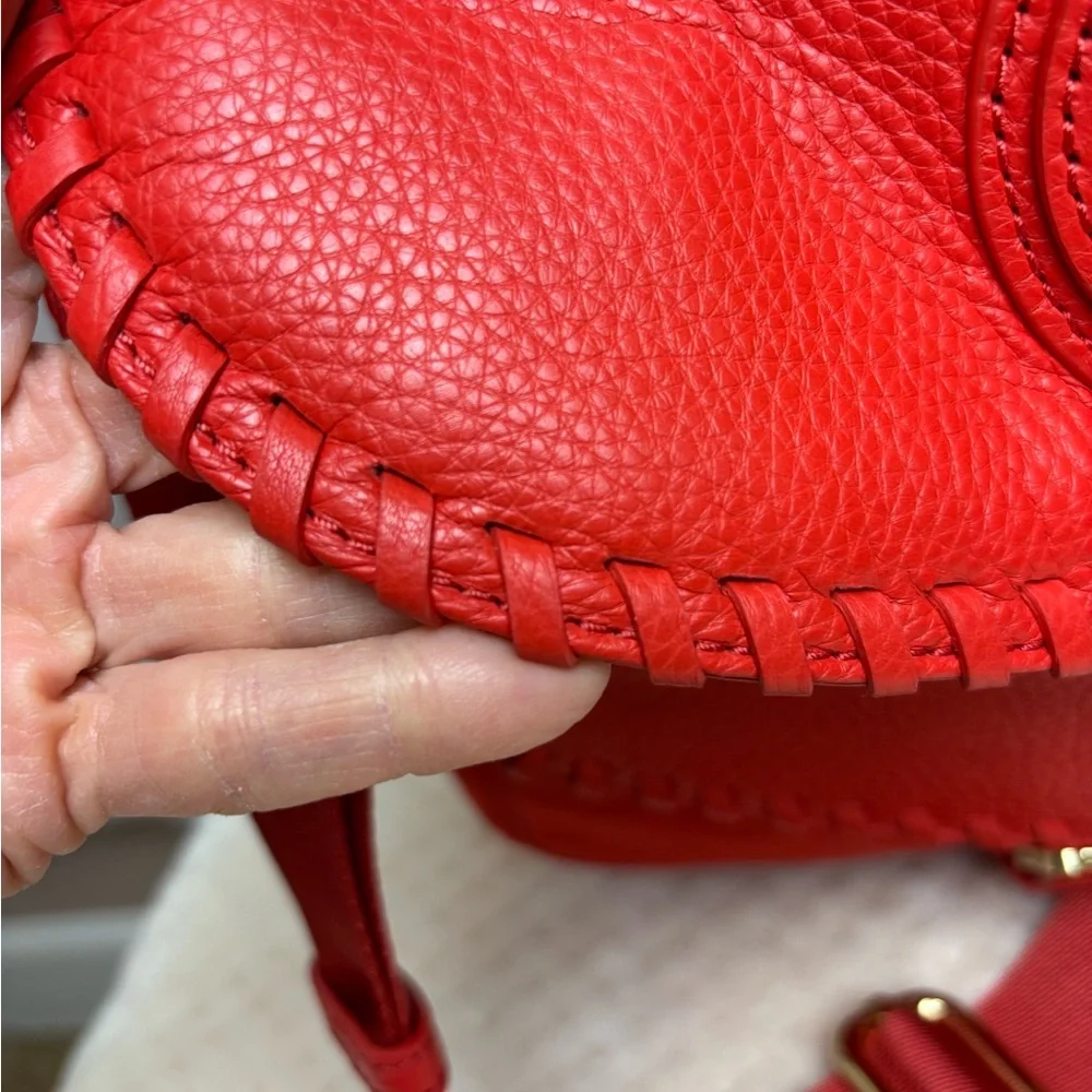 Tory Burch Red Crossbody Bag with Whipstitch Trim - Picture 15 of 16